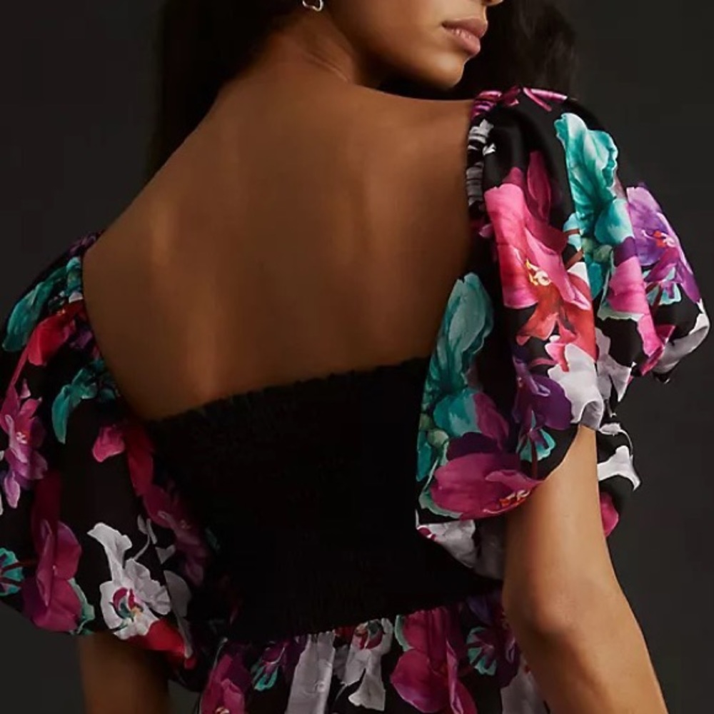Anthropologie Delfi Puff-Sleeve Floral Printed Maxi Dress - Picture 13 of 16